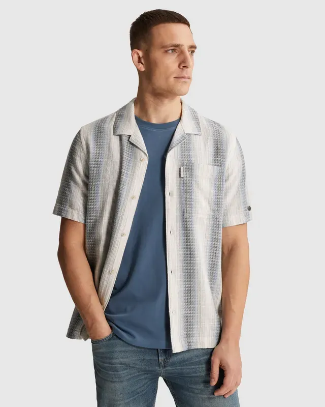 Cast Iron Shirt with short sleeves and vertical stripe pattern CSIS2604268-5414