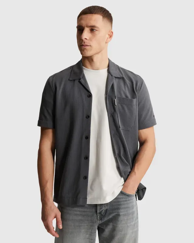 Cast Iron Shirt with short sleeves and chest pocket in jersey CSIS2604266-9117