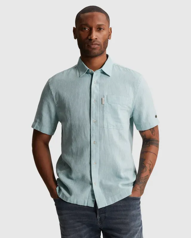 Cast Iron Shirt with short sleeves in cotton/linen twill CSIS2604264-5200
