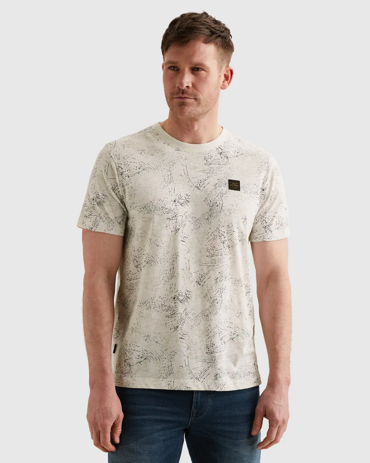 PME Legend T-shirt van slub jersey met allover print