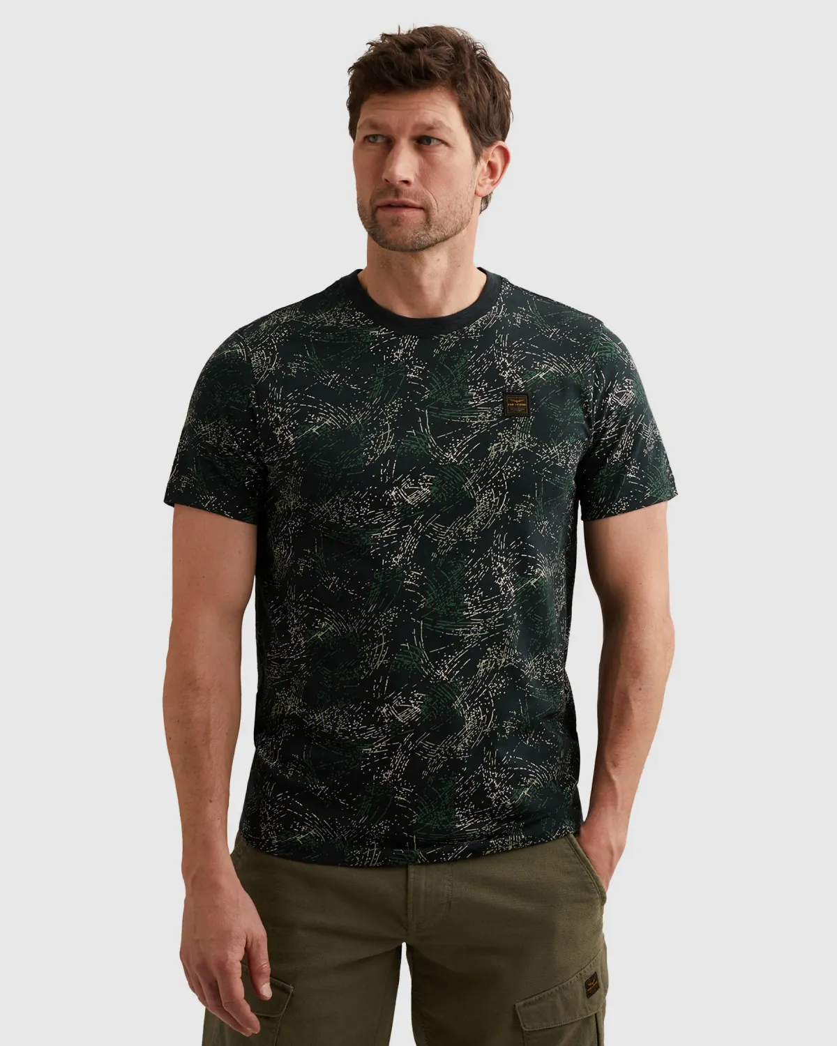 PME Legend T-shirt van slub jersey met allover print