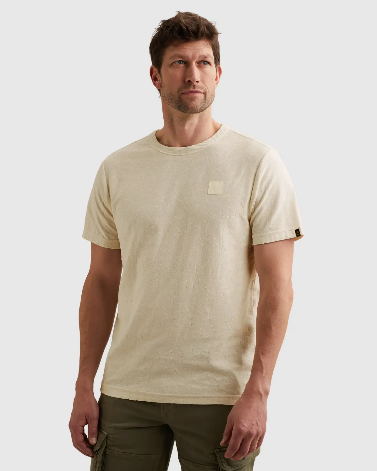 PME Legend Short sleeve r-neck jacquard jerse Egret PTSS2604564