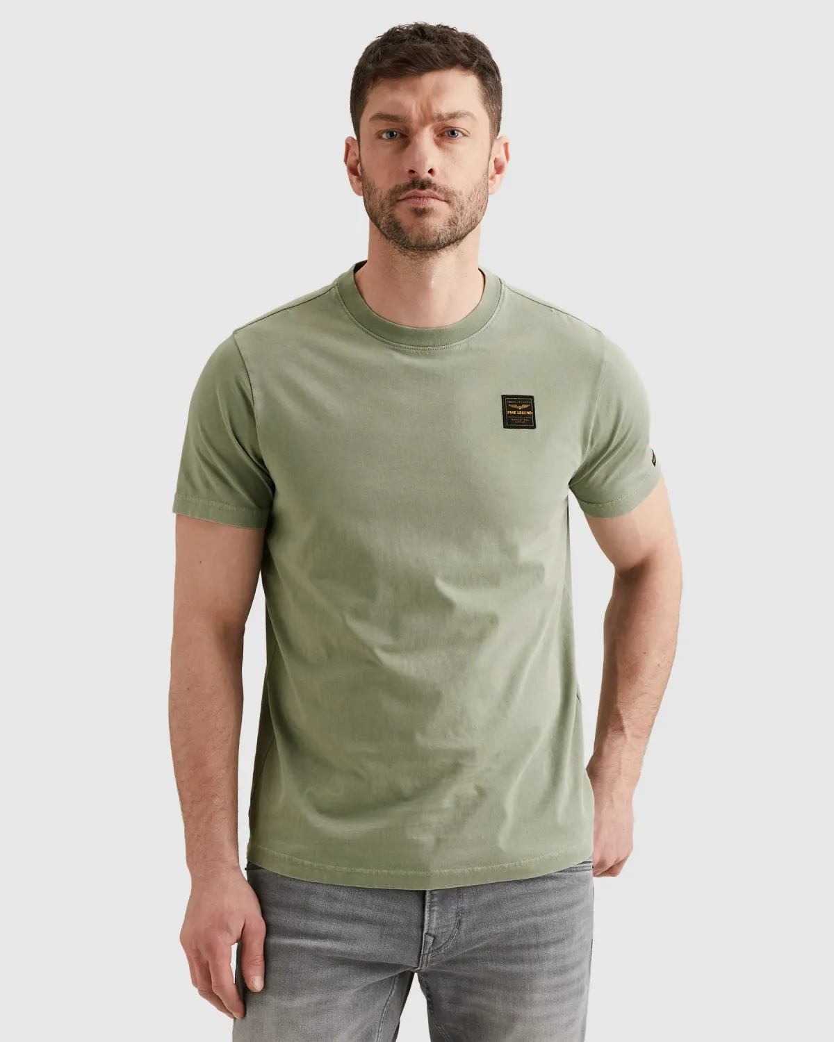 PME Legend T-shirt met badge en garment-dye wassing