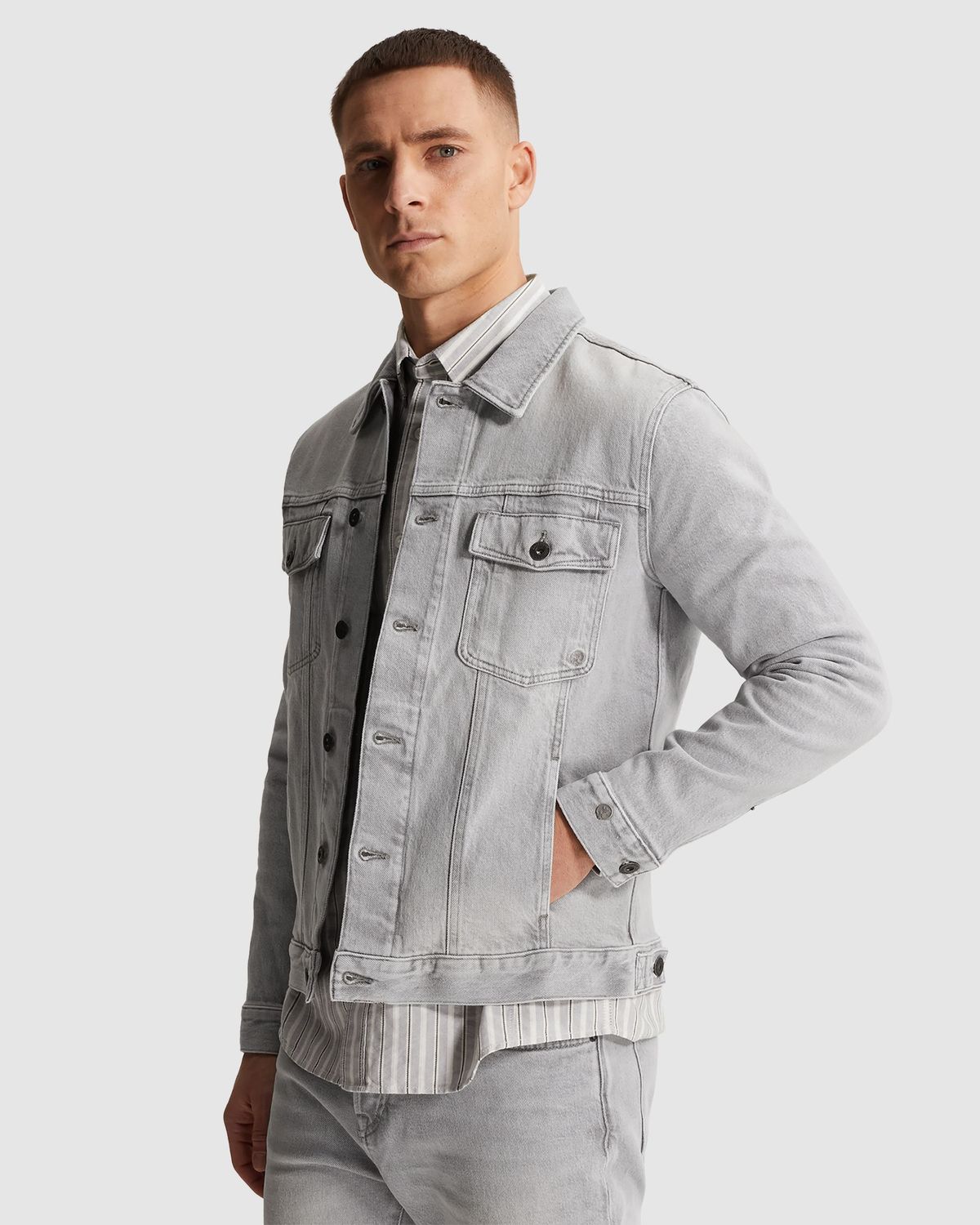 Cast Iron | Denim jacket met knoopsluiting CDJ2602100-WSG
