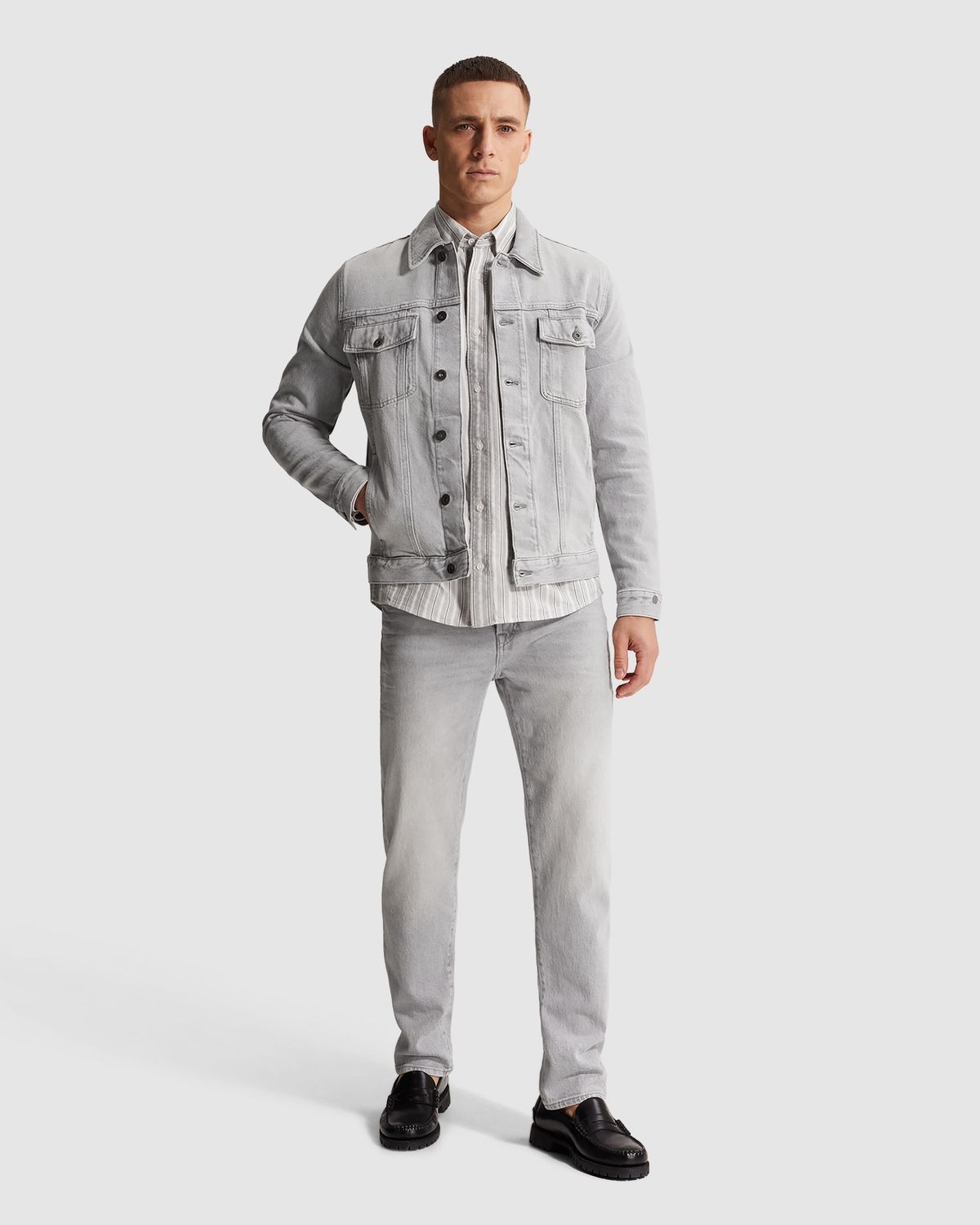 Cast Iron | Denim jacket met knoopsluiting CDJ2602100-WSG