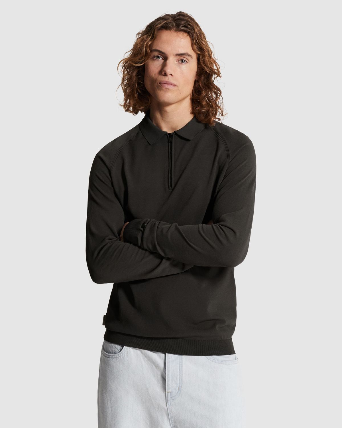 Cast Iron | Polo met raglanmouwen en ritssluiting CPS2602823-9159