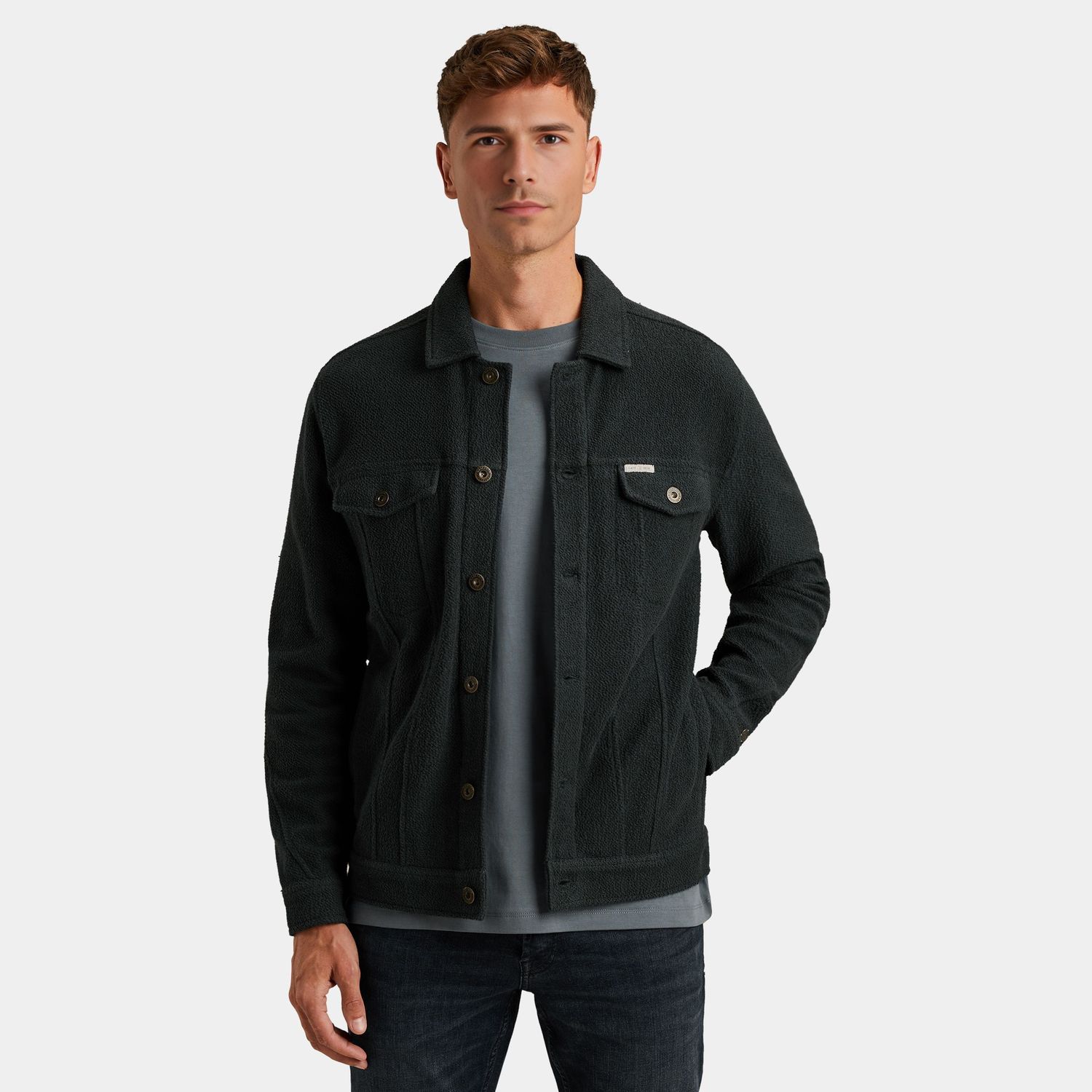 Cast Iron | Trucker jacket van sweatstof CSW2508435-5442
