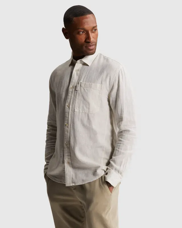 Cast Iron Long sleeve shirt Cotton linen yar Silver Birch CSI2604250