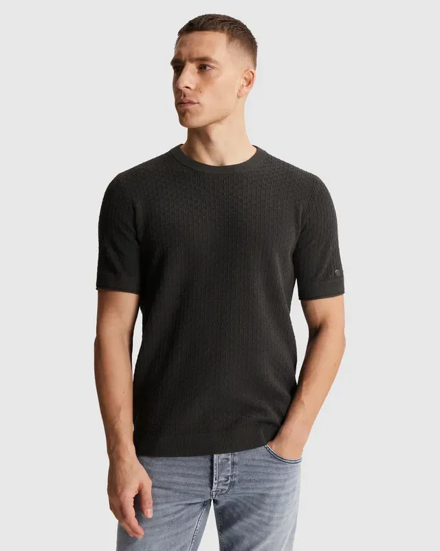 Cast Iron Knitted T-shirt in cotton/modal CTSS2602507-9159