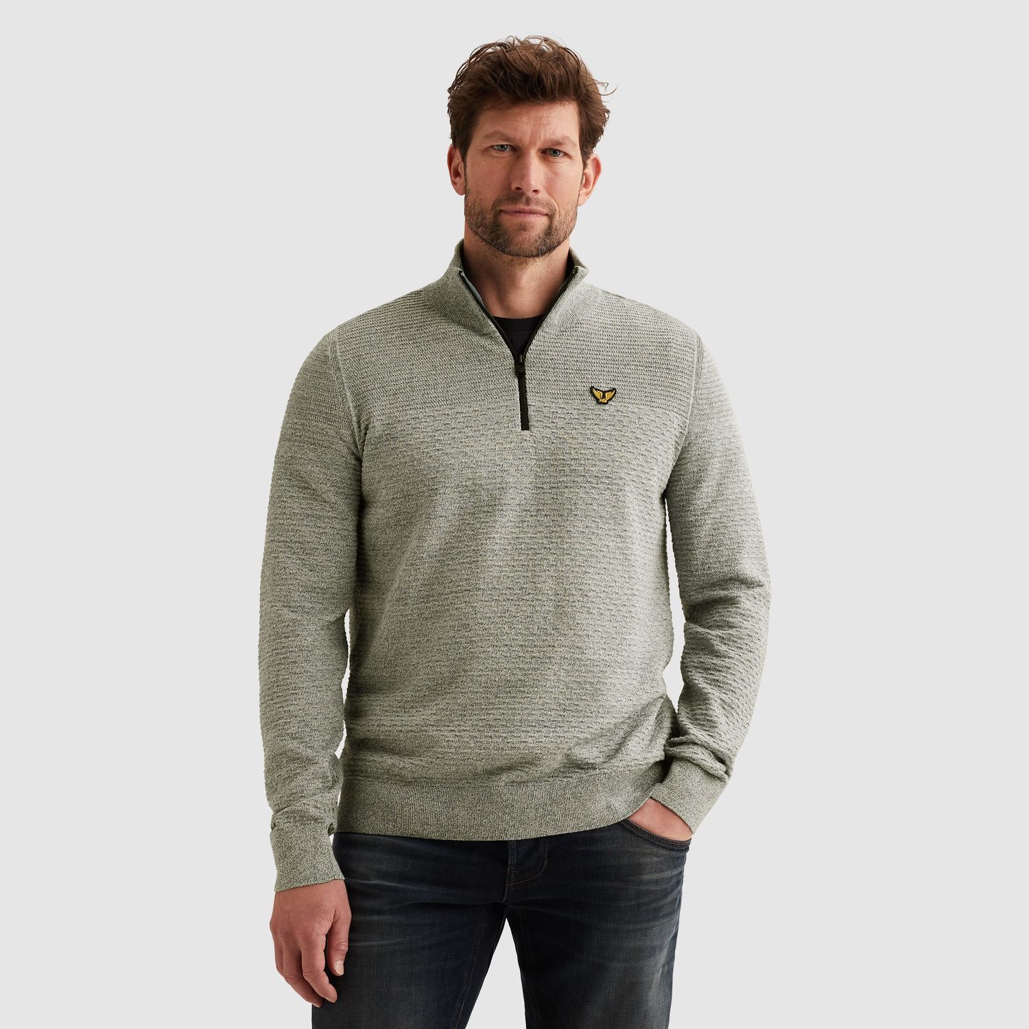 PME Legend | Half zip collar cotton mouline PKW2511311-6213