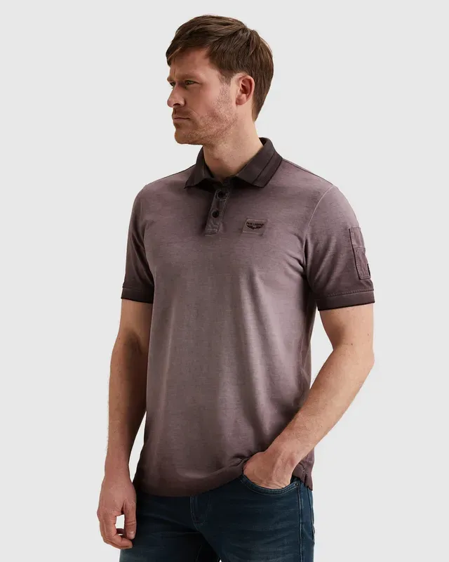 PME Legend Polo met cold-dye wassing en flight pocket 