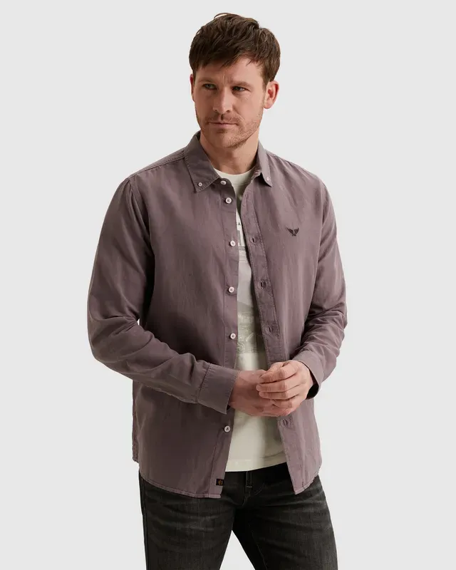 PME Legend Overhemd van katoen/linnen met garment-dye wassing