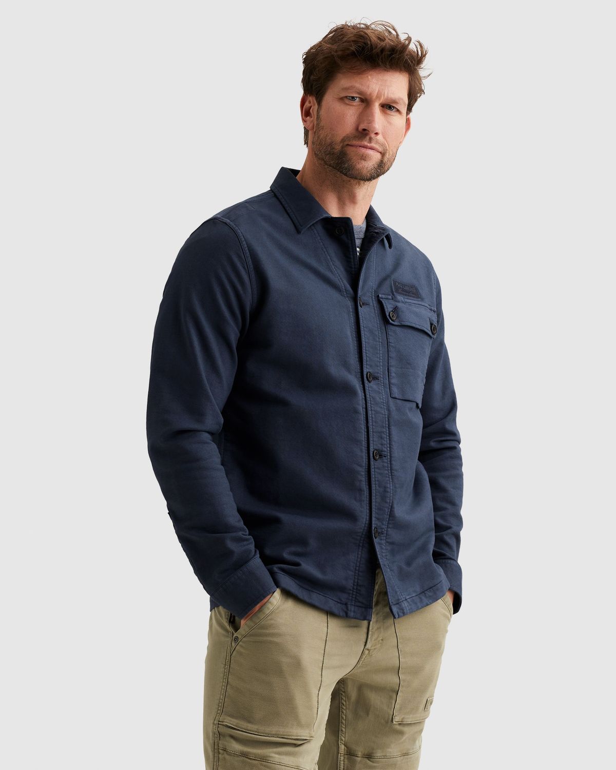 PME Legend Shirt jacket met garment-dye wassing en knoopsluiting