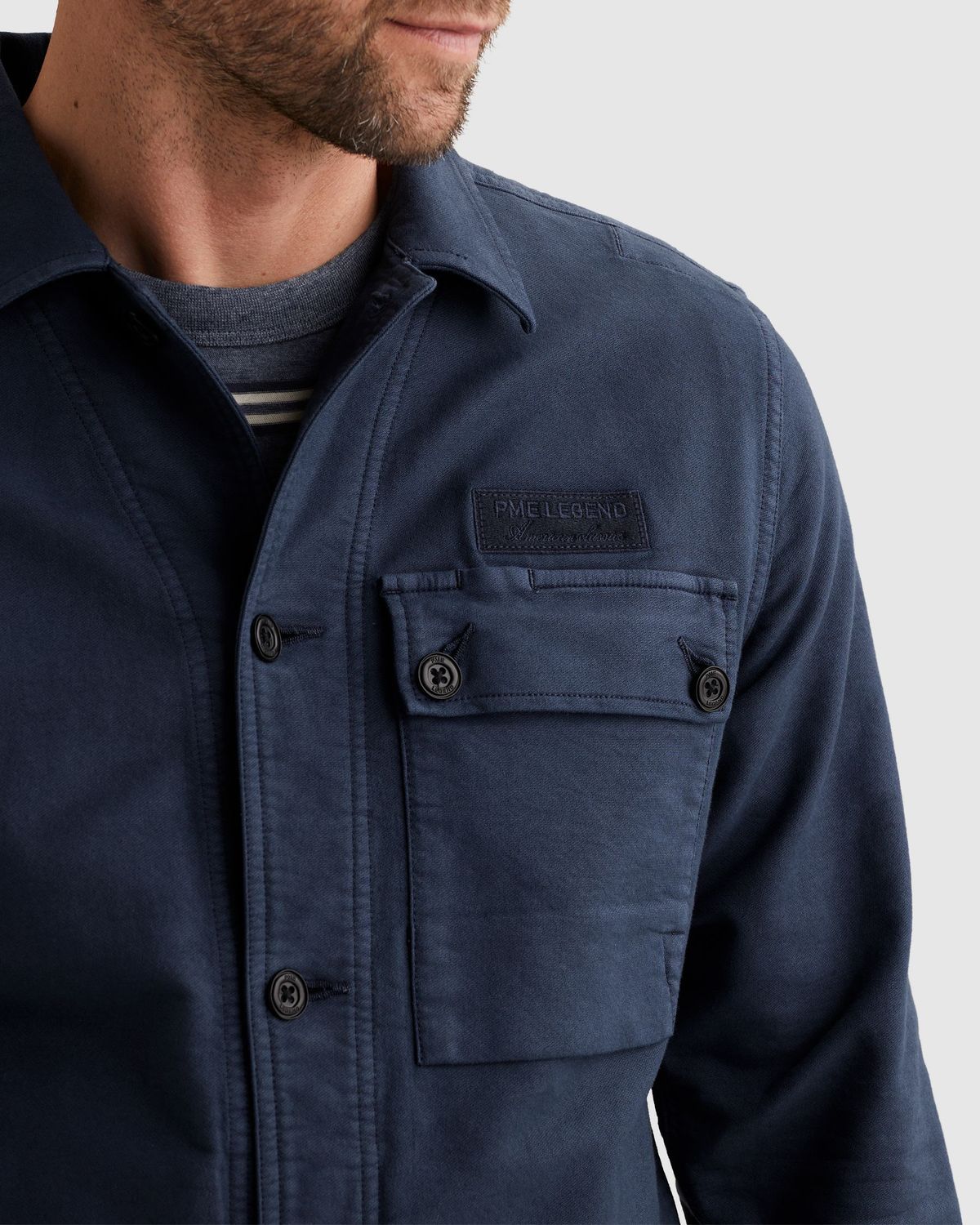 PME Legend Shirt jacket met garment-dye wassing en knoopsluiting