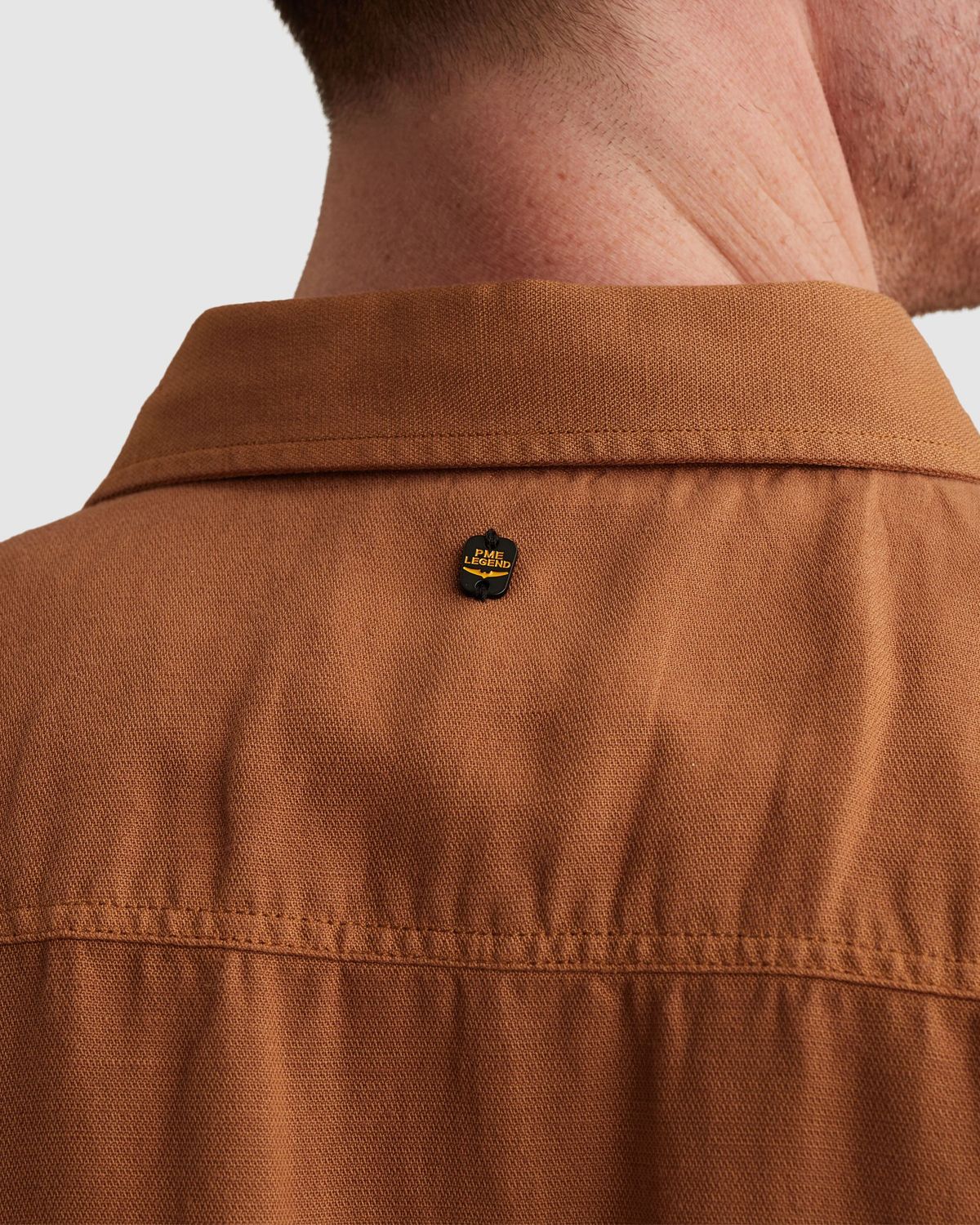 PME Legend Overhemd van katoen/linnen met stitching details