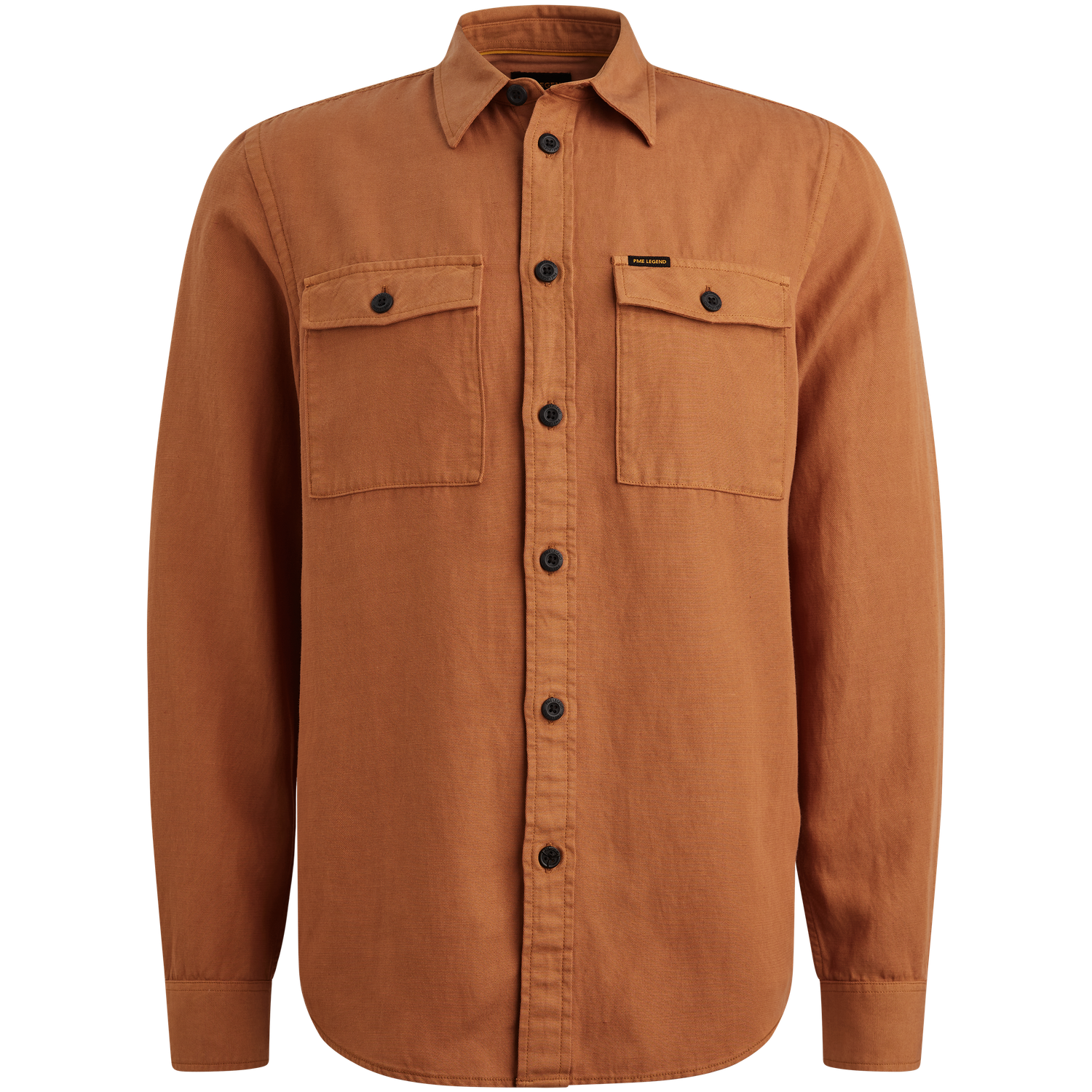 PME Legend Overhemd van katoen/linnen met stitching details