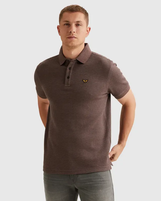PME Legend Polo met tweetonig streeppatroon 