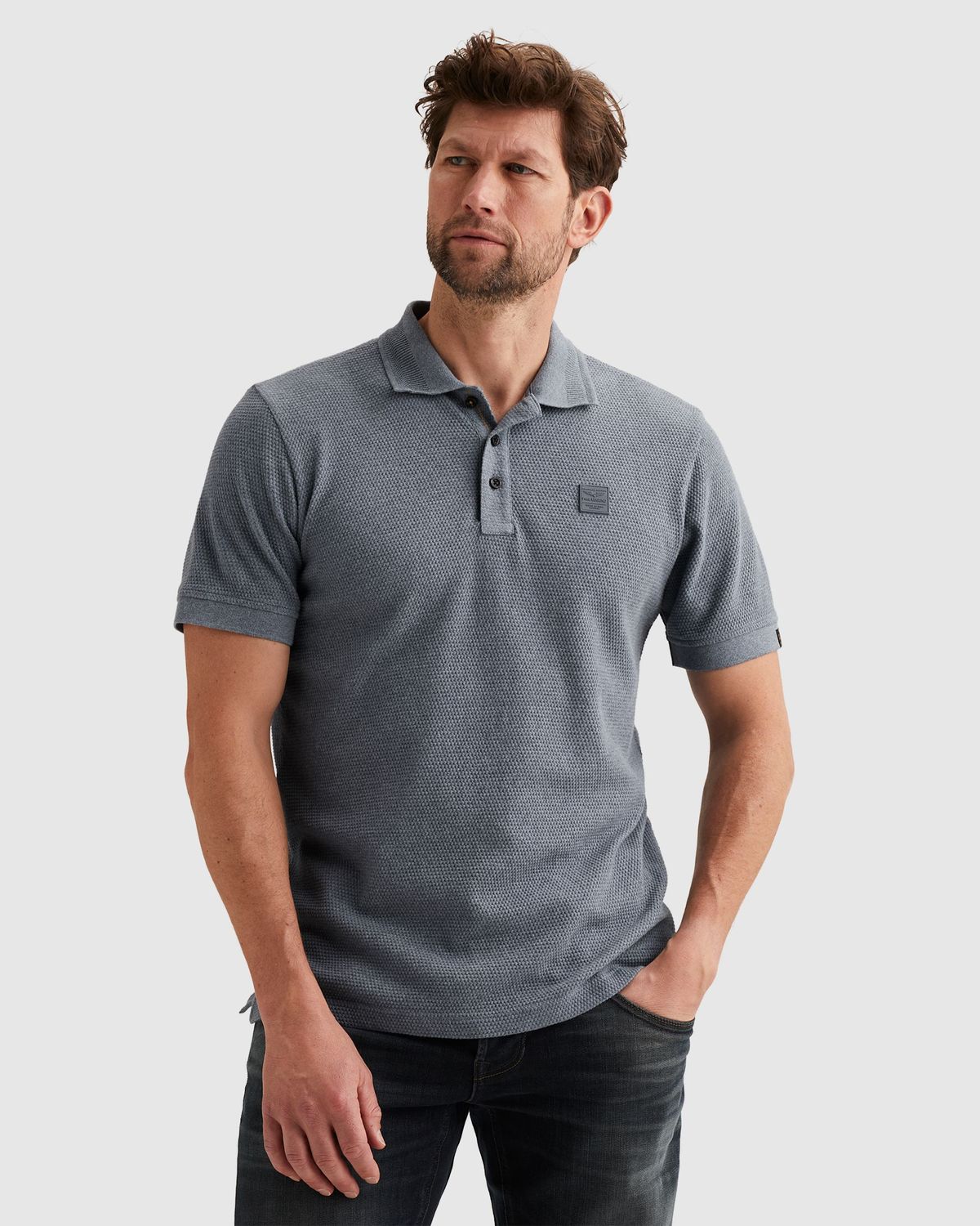 PME Legend | Polo met structuur en ribboorden PPSS2602856-5106