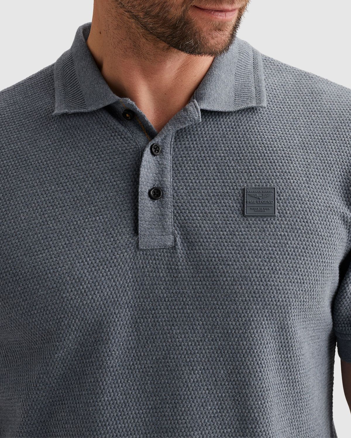 PME Legend | Polo met structuur en ribboorden PPSS2602856-5106
