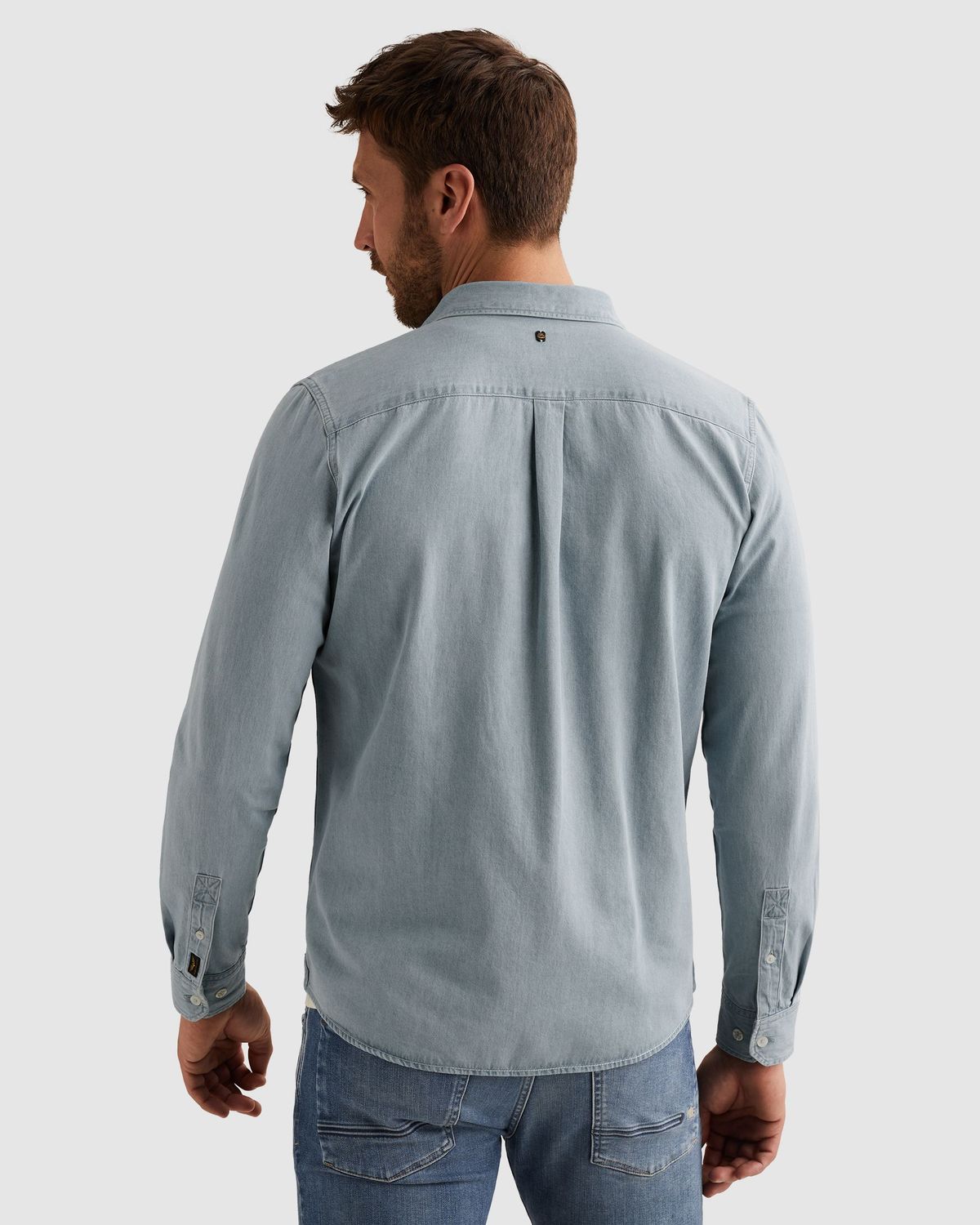 PME Legend Overhemd van denim met stitching details