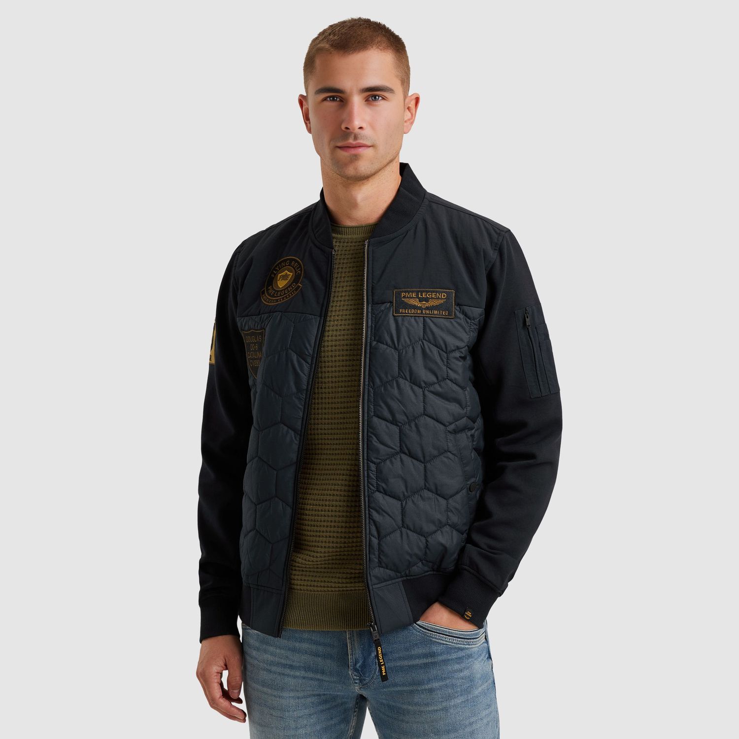 PME Legend Hybrid jacket van een materiaalmix