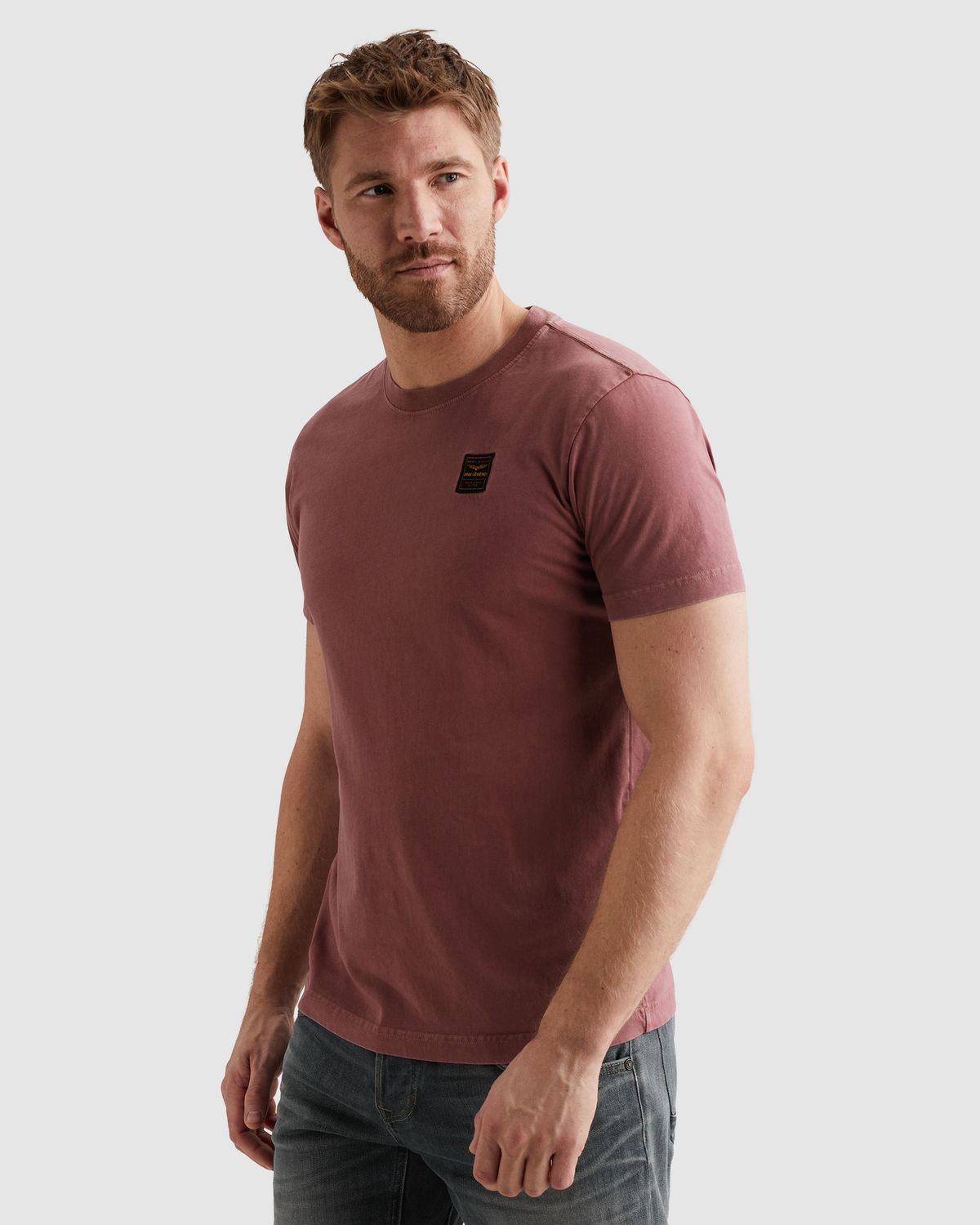 PME Legend T-shirt met garment-dye wassing en badge