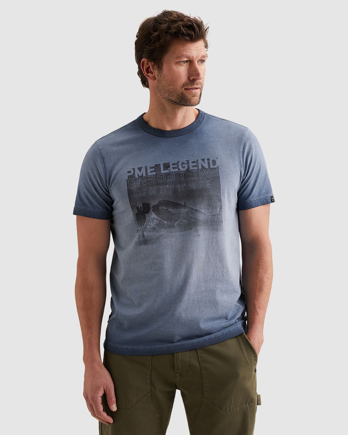 PME Legend T-shirt met artwork en cold-dye wassing PTSS2602555-5056