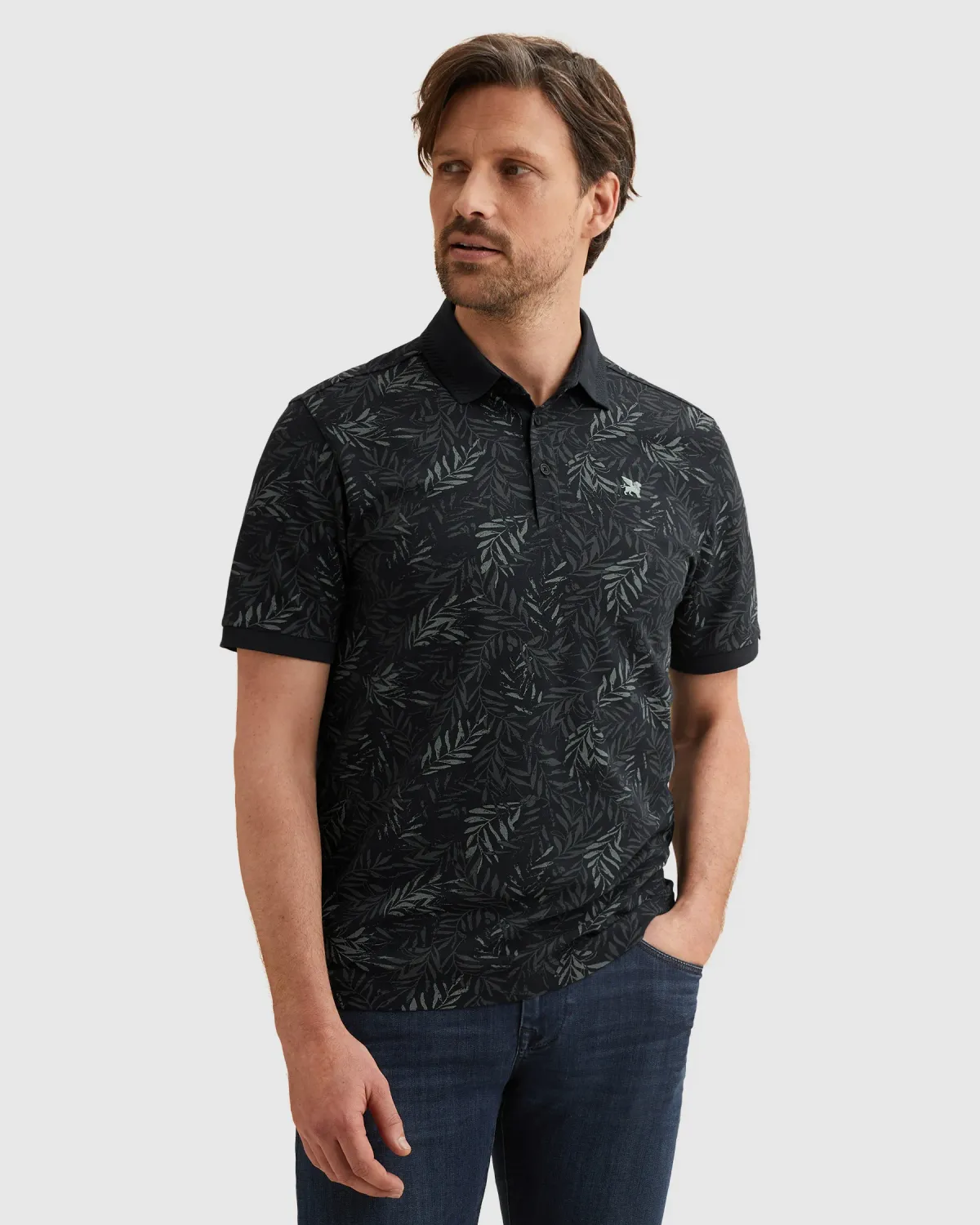 Vanguard Polo van piqué met allover print VPSS2602812-5073