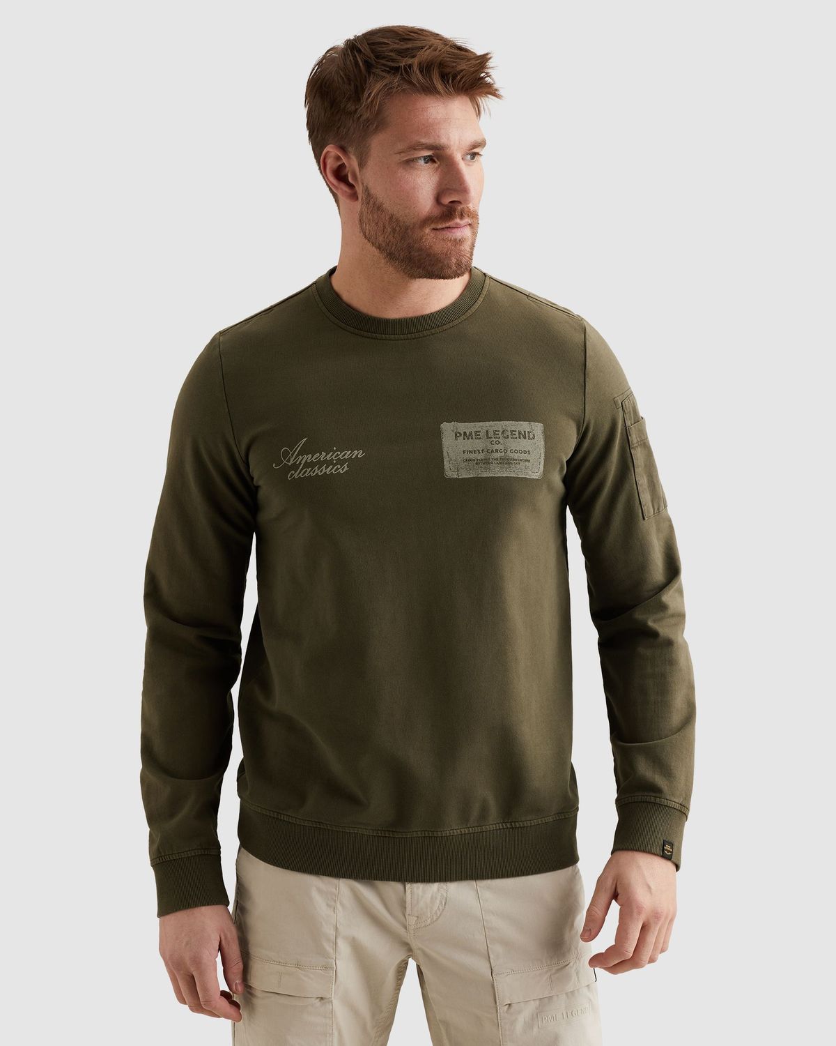 PME Legend Sweatshirt met artworks en flight pocket PSW2602482-6415