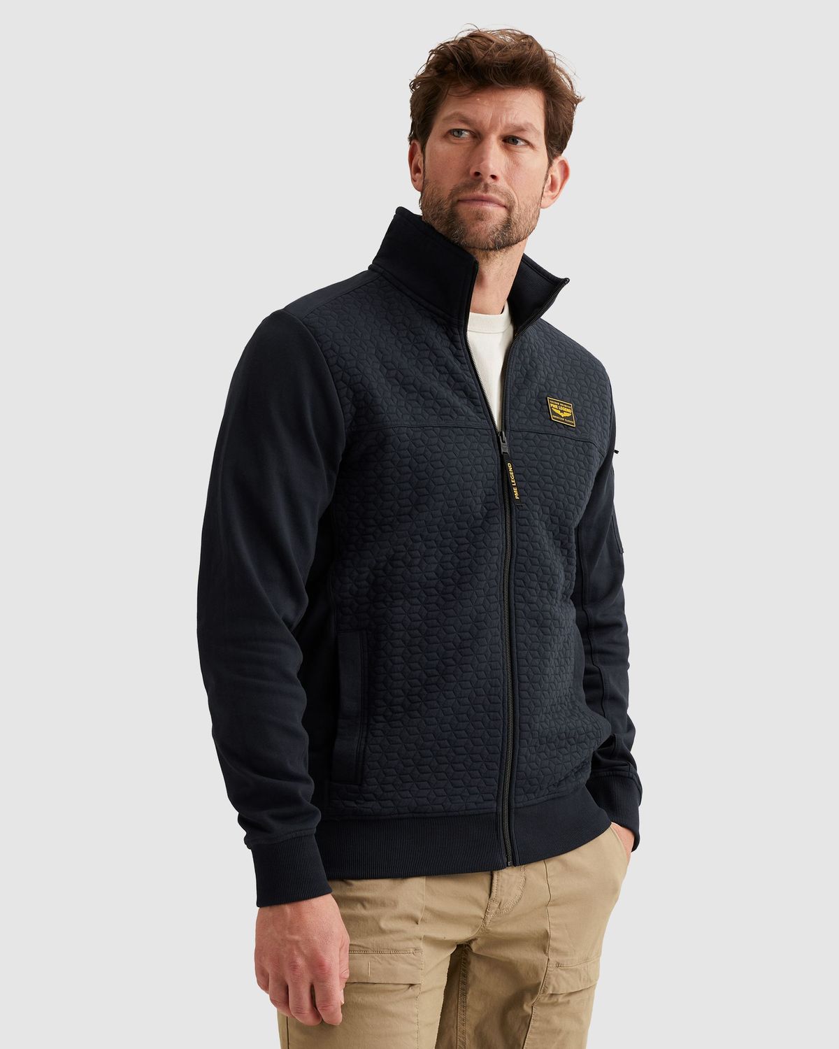 PME Legend Sweat jacket met structuren en flight pocket