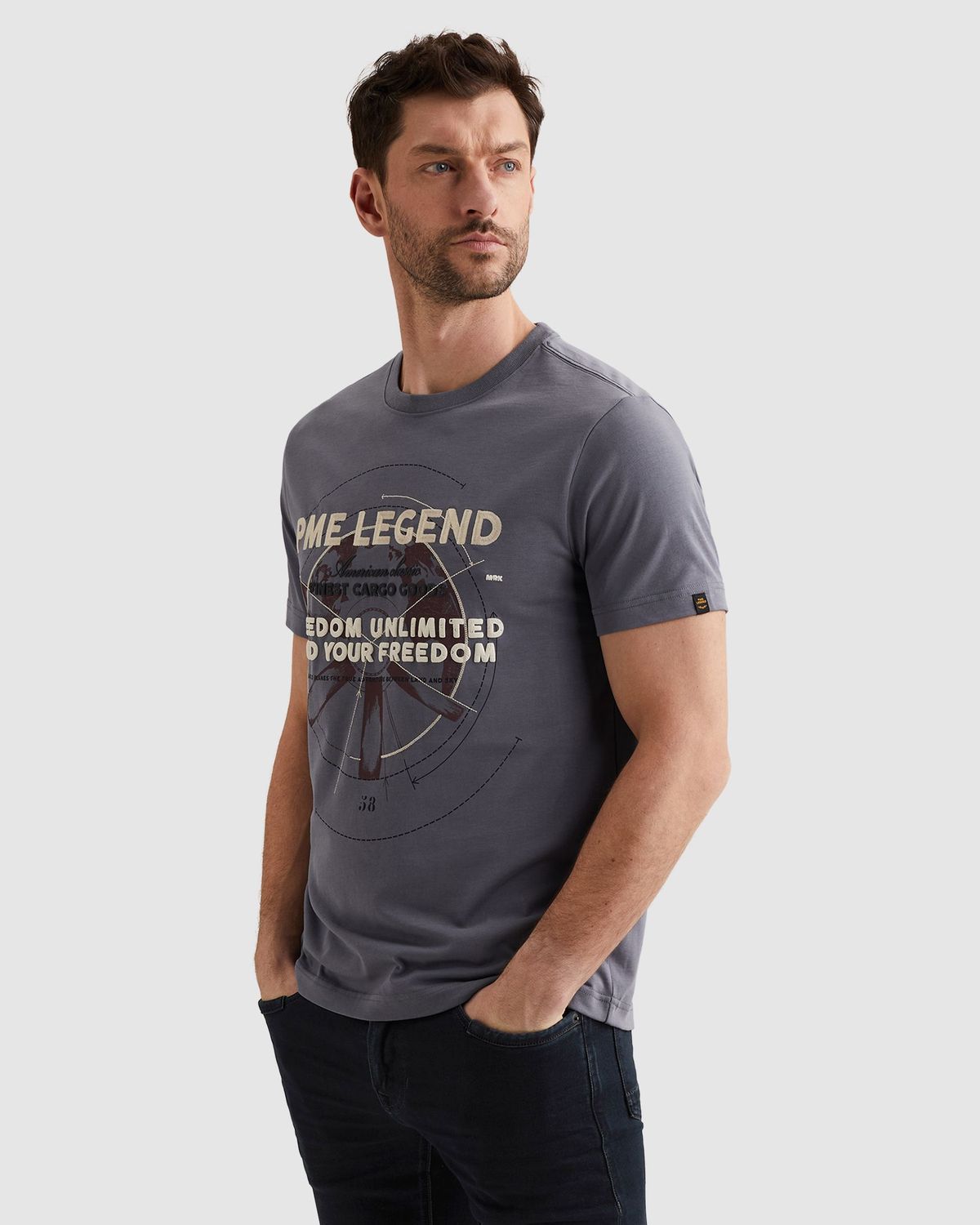 PME Legend T-shirt van katoenen jersey met artwork PTSS2602577-5106