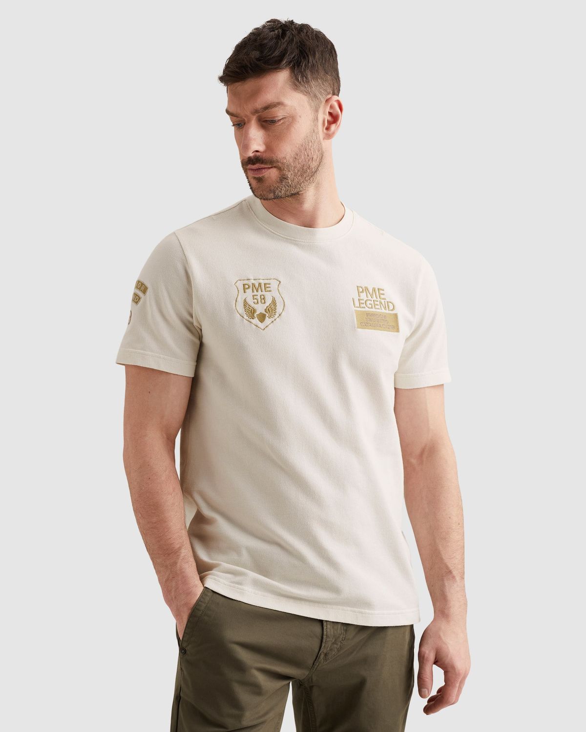 PME Legend T-shirt van jersey met meerdere badges PTSS2604576-7001