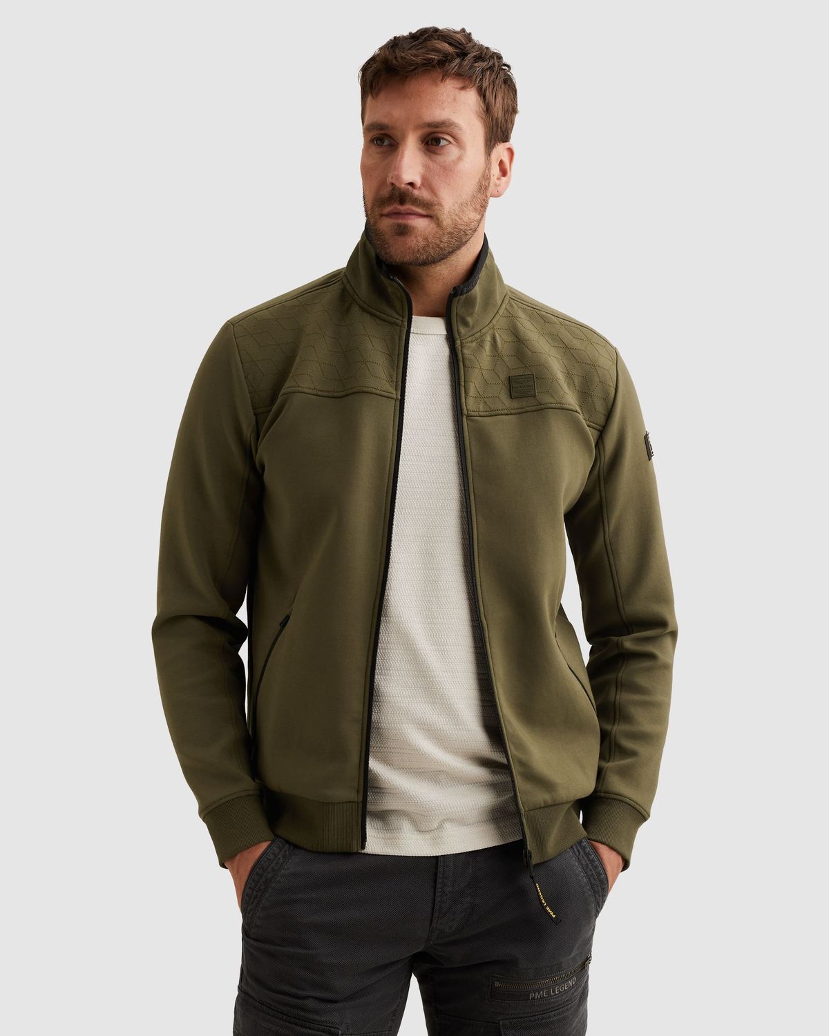 PME Legend Sweat jacket met opstaande kraag en ritssluiting