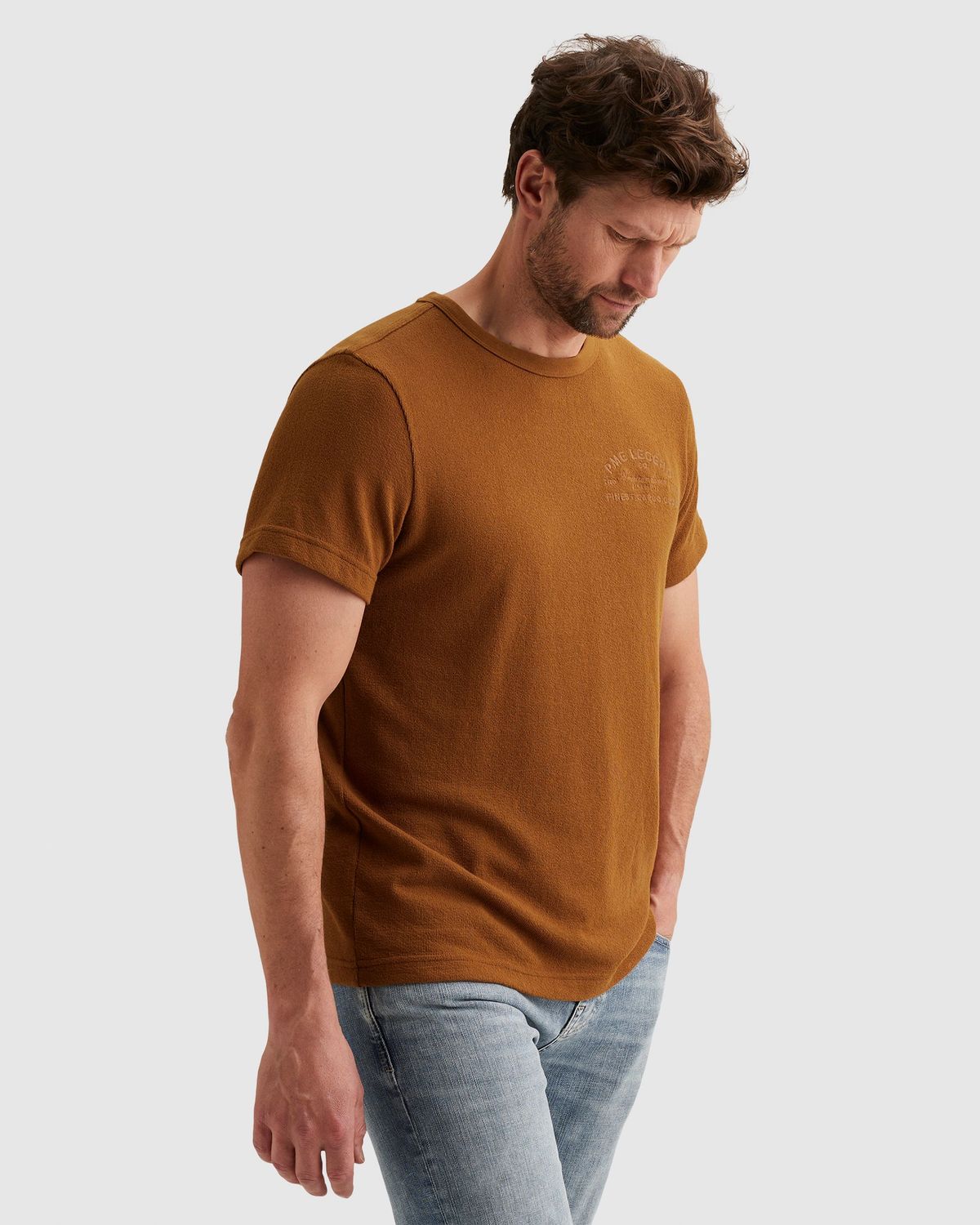 PME Legend T-shirt van slub jersey met print PTSS2602541-8127