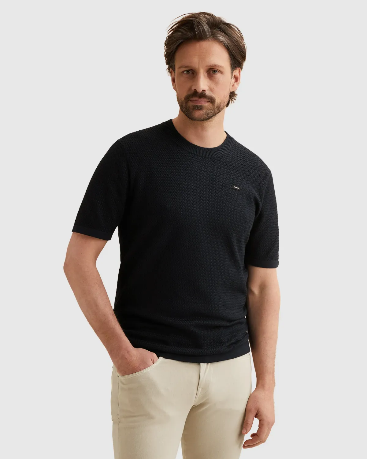 Vanguard T-shirt van katoen/modal met structuur VTSS2602508-5073