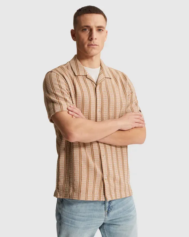 Cast Iron Short Sleeve Shirt Yarn dye stripe