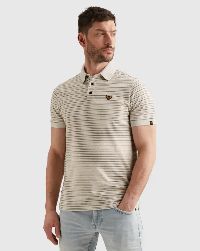 PME Legend Polo van 100% katoen met streeppatroon