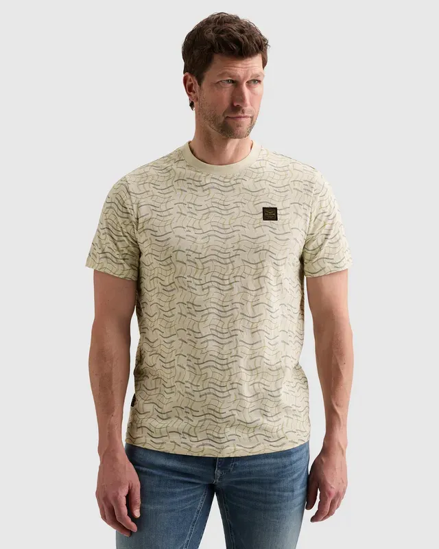 PME Legend T-shirt van slub jersey met allover print en badge
