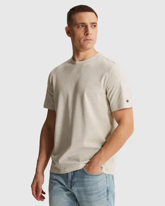 Cast Iron T-shirt met ronde hals van interlock melange