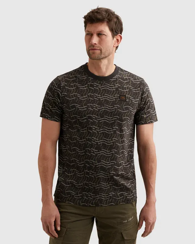 PME Legend T-shirt van slub jersey met allover print en badge