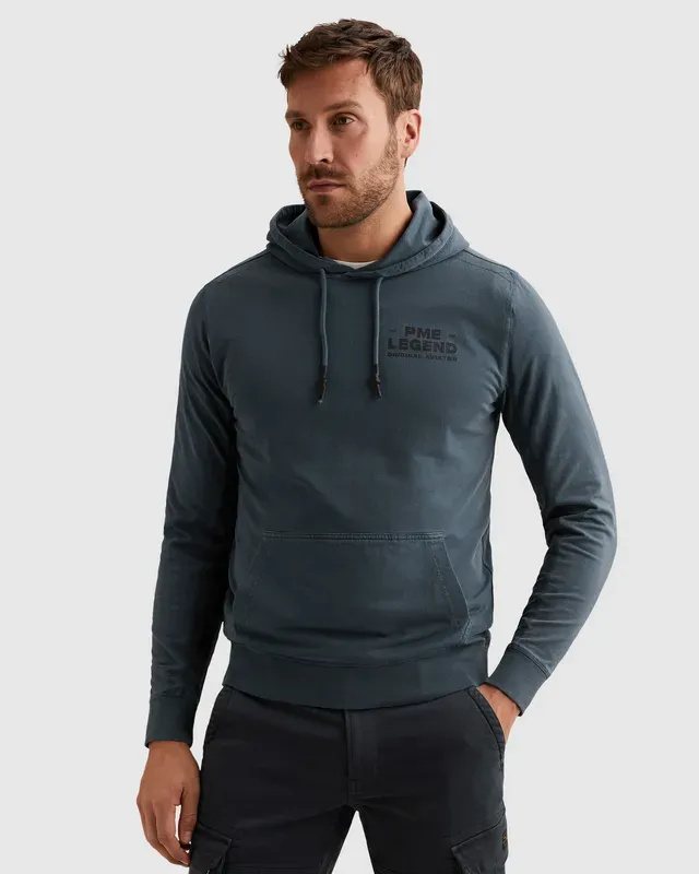 PME Legend Hoodie met garment-dye wassing en artwork
