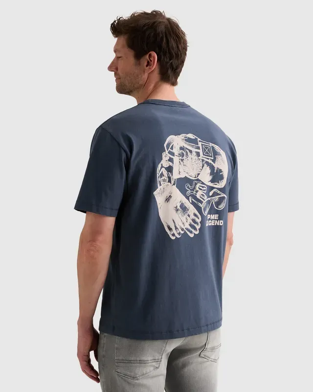 PME Legend T-shirt van jersey met klein artwork Sargasso Sea PTSS2606577