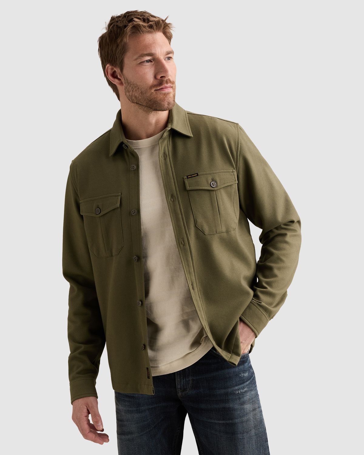 PME Legend Overshirt van een katoenblend met borstzakken