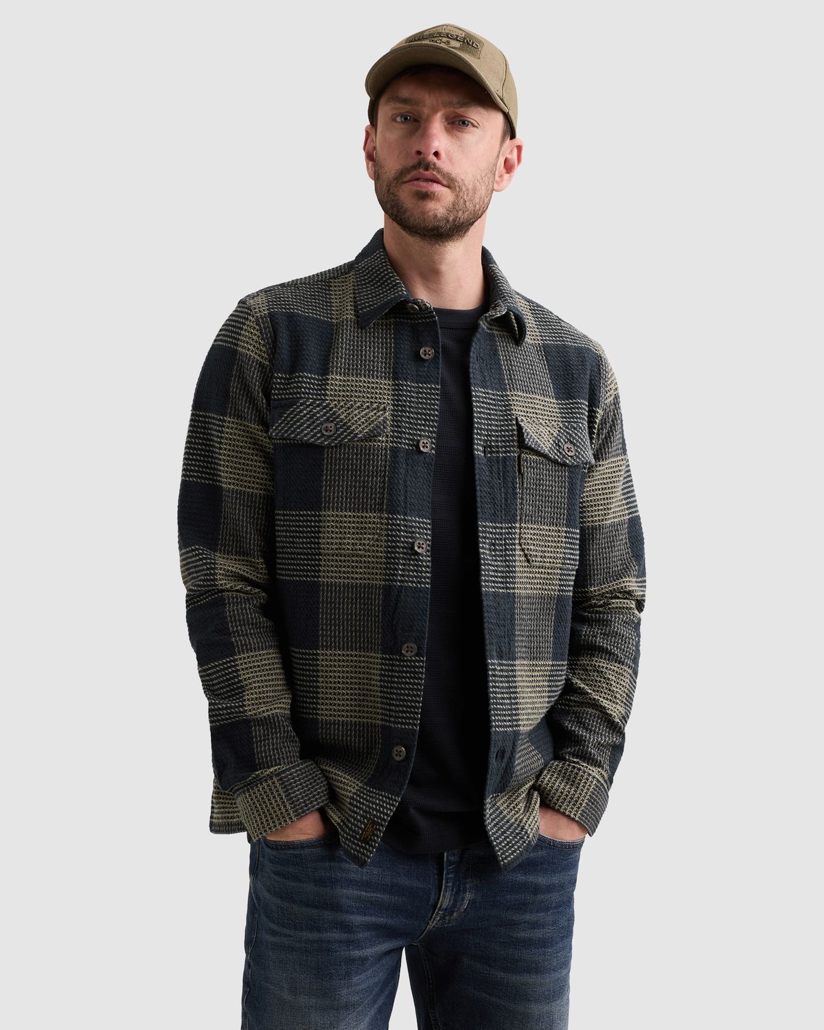 PME Legend Overshirt met groot ruitpatroon en borstzakken