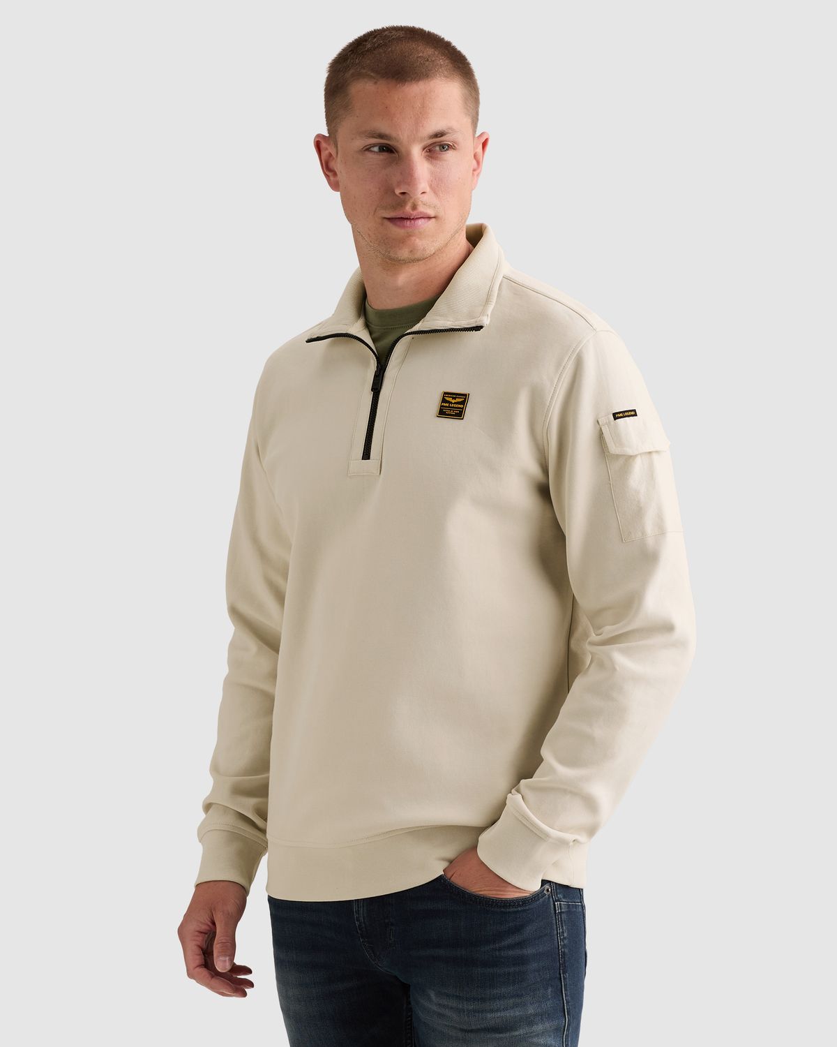 PME Legend Sweatshirt met halve rits en badge
