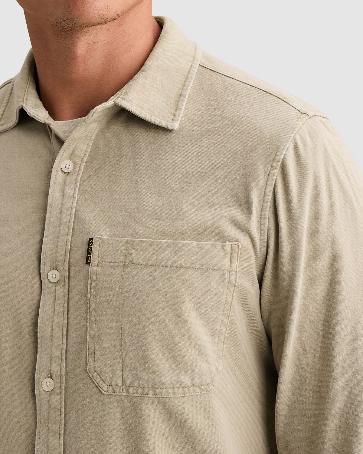 PME Legend Overhemd met garment-dye wassing en borstzak