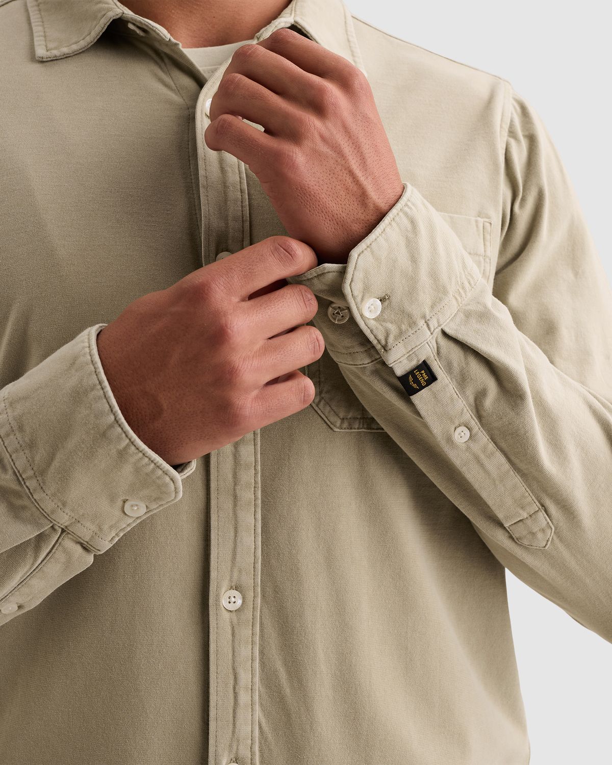 PME Legend Overhemd met garment-dye wassing en borstzak
