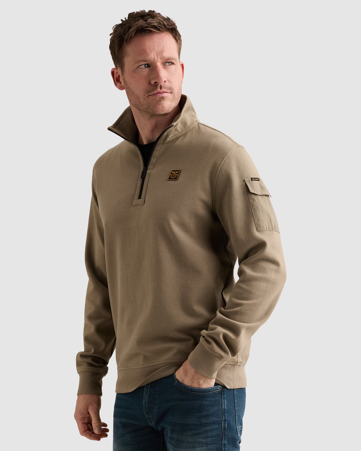 PME Legend Sweatshirt met halve rits en badge