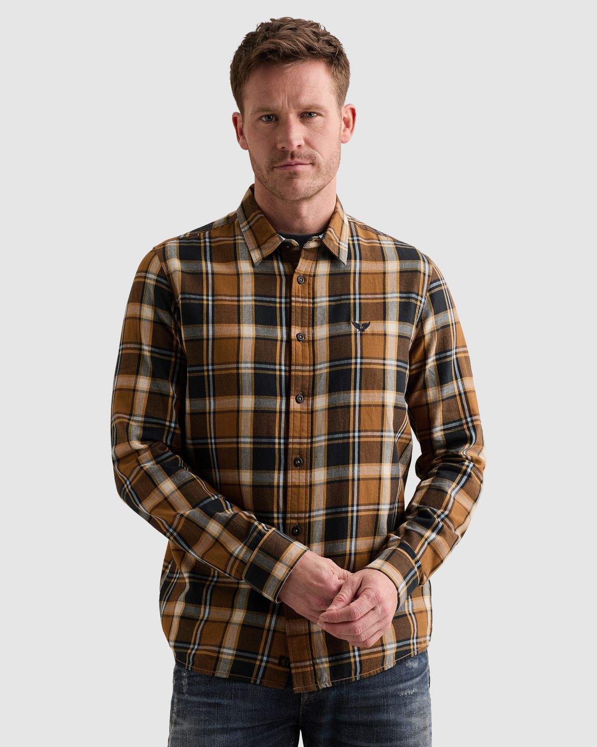 PME Legend Overhemd met lumberjack ruitpatroon en geborduurd logo