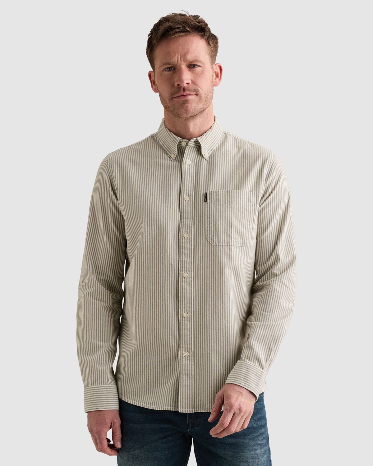 PME Legend Oxford overhemd met button-down kraag en streeppatroon